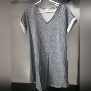 Casual V-Neck Mini Dress in Heather Gray